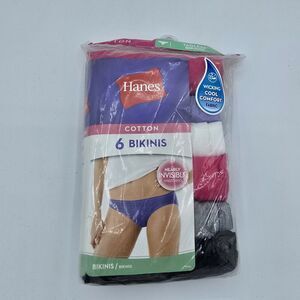 Women's Hanes Tagless Bikinis Ultra Soft Panties Size 9 Cotton 6 Pair No Ride Up